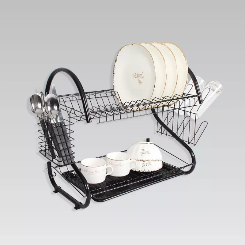 Trauku žāvēšanas statīvs Maestro MR-1025-38-Melns, brīvi stāvošs metāla statīvs, 38 cm platums, melns
