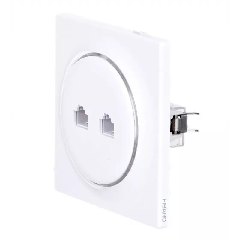 Fibaro Walli N kontaktligzda 2 x RJ-45 Balta