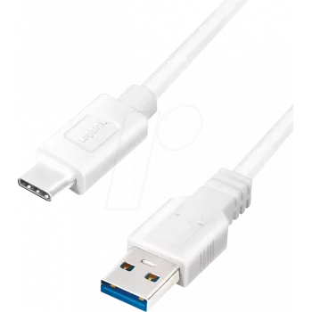 Logilink - USB kabelis - USB Type A (V) uz USB-C (V) apgriežams - USB 3.2 Gen 1 - 3 A - 15 cm - Balta (CU0172)