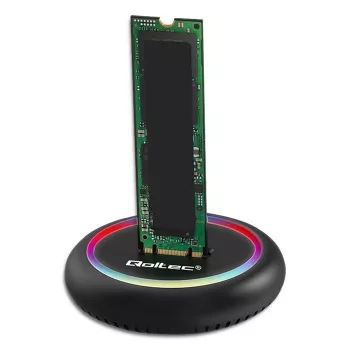 M.2 SSD dokstacija QOLTEC 52275 SATA un NVMe diskdziņiem, USB savienojums