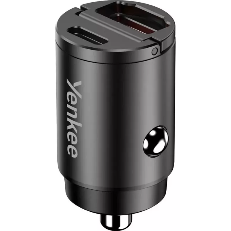 Auto lādētājs YENKEE CAR 02 Power Delivery 30W ar USB-A un USB-C pieslēgvietām