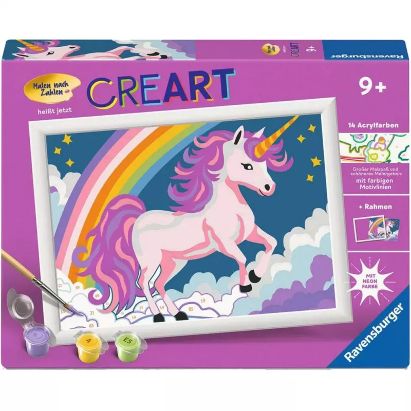Krāsošanas pēc numuriem komplekts Ravensburger CreArt Rozā vienradža glezna