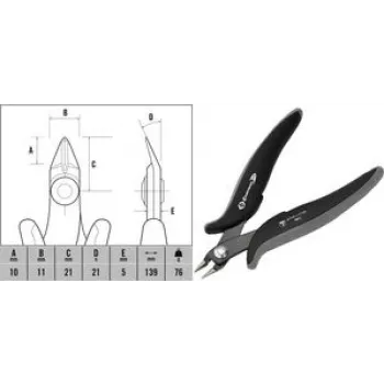 Griešanas knaibles c.k tools Side Cutter T3886 ESD plakana galva, slaids dizains