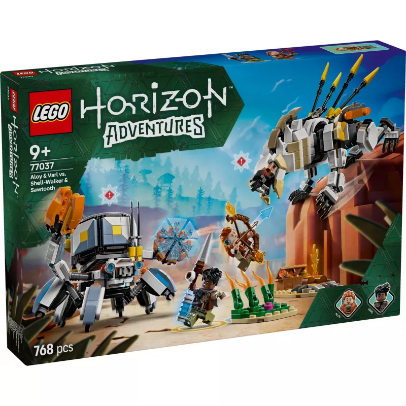 LEGO komplekts Horizon Adventures 77037 – Aloy un Varl pret bruņnesi un zāģzobi, 768 detaļas, 2 minifigūras