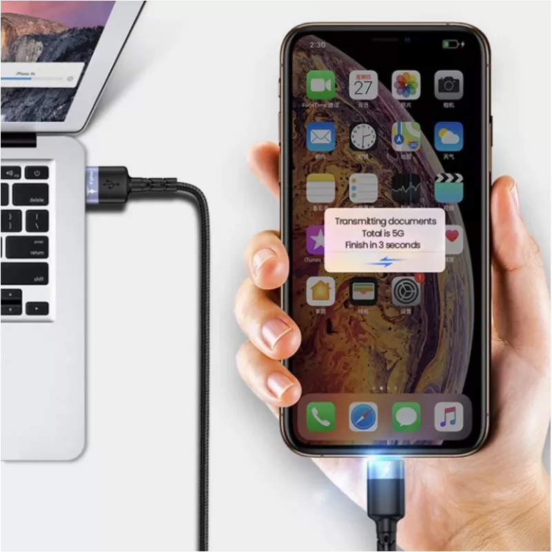 USB uz Lightning datu kabelis Tellur 1,2 m neilona pinums melns