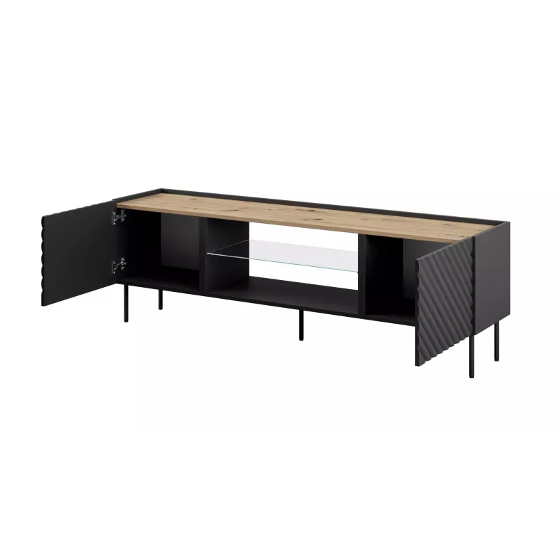 EF ONDA RTV skapis 180x40x39-58 melns (stāvošs vai stiprināms pie sienas)
