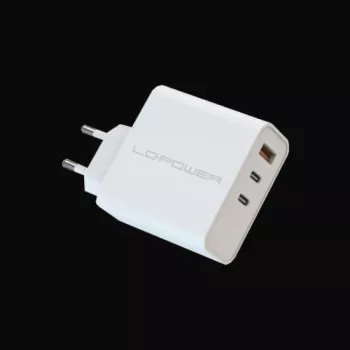 Iekštelpu lādētājs LC-Power LC-GAN-65 universāls maiņstrāvas ātrais lādētājs balts