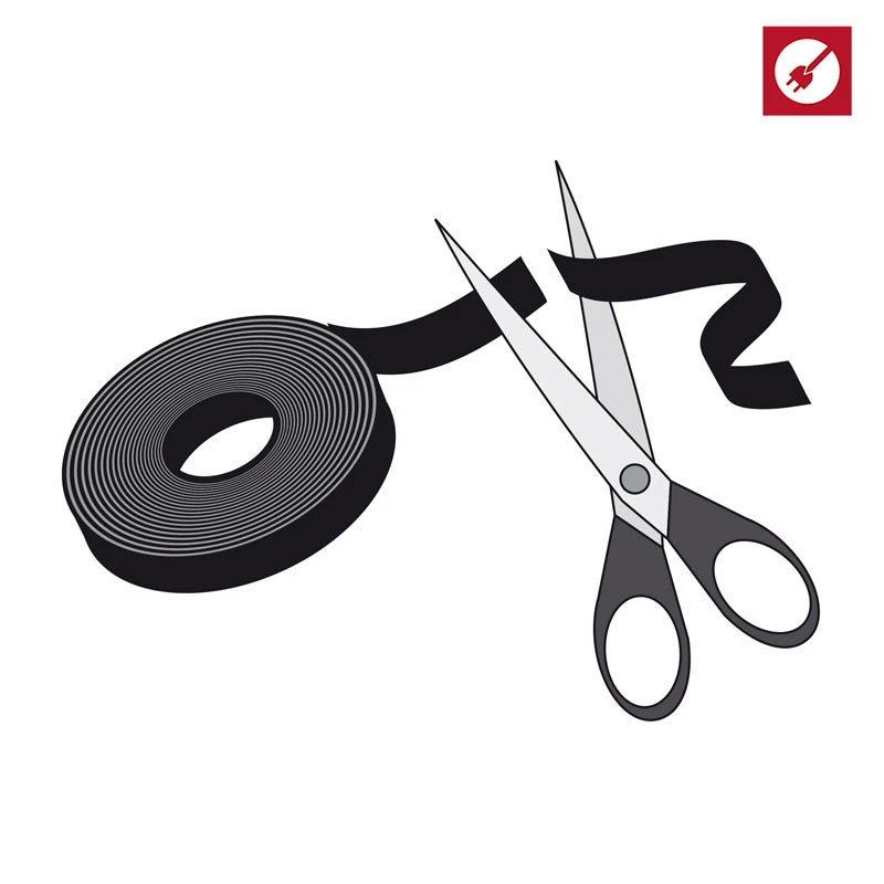 LABEL THE CABLE LTC PRO Roll Strap, abpusējs āķu un cilpu rullis, 25 m melns