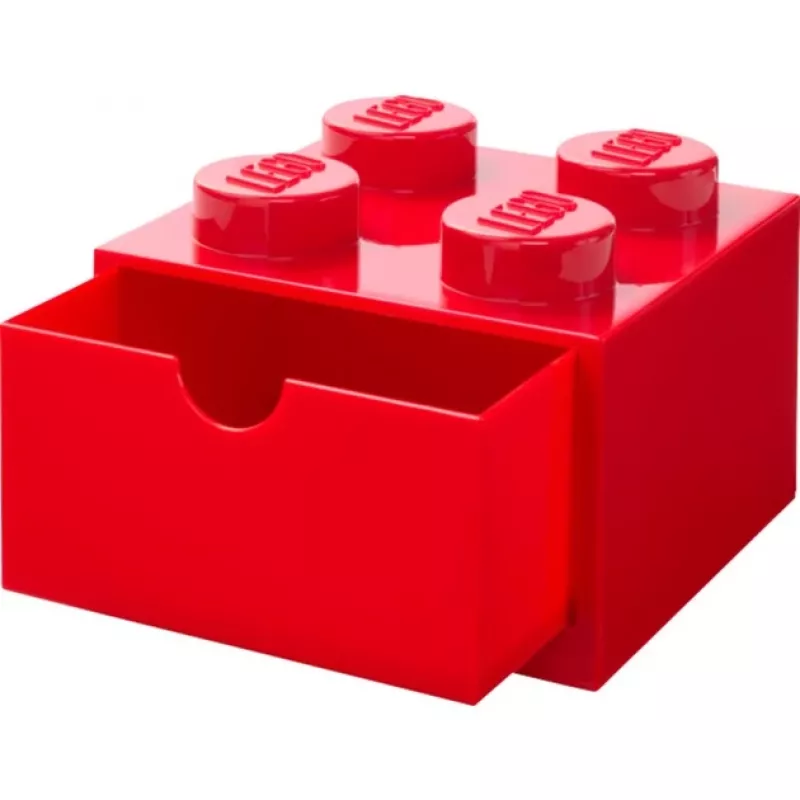 LEGO galda atvilktne 4, uzglabāšanas kastīte sarkanā krāsā, tapas
