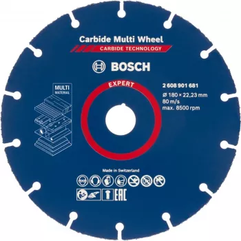 Griešanas disks Bosch EXPERT Carbide MultiWheel 180 mm Ø, urbums 22.23 mm