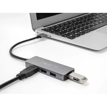 DeLOCK 63171 USB centrmezgls 3.2 Gen 1 A tipa 5000 Mbit/s Pelēks