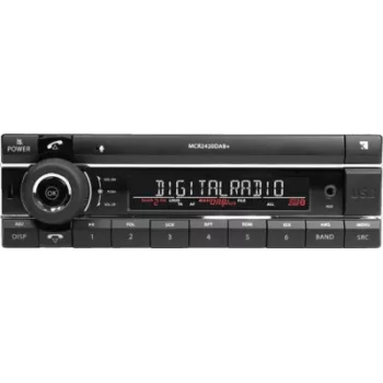 Auto DAB+ radio Axion MCR 2420 — DAB+ uztvērējs, USB, AUX, Bluetooth, 24 V, īsa vārpsta