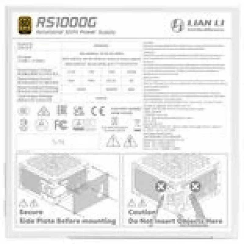 Barošanas bloks Lian Li RS Series ATX 3.1 modulārs 1000W 80 PLUS Gold balts