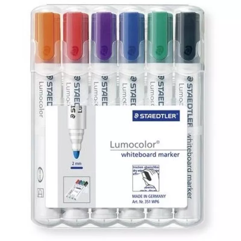 Marķieru komplekts Staedtler Lumocolor baltaboard 351 6 gab. lodes uzgalis