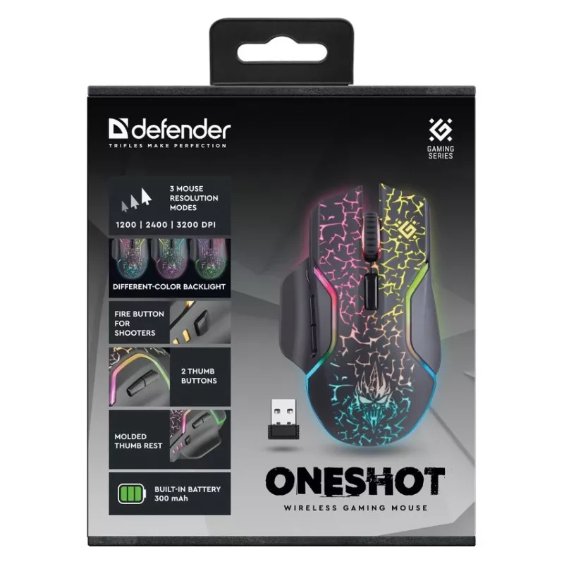 Defender Oneshot GM-067 pele spēlēm labās rokas RF bezvadu + USB tips