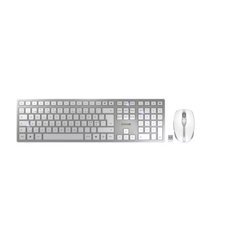 CHERRY DW 9100 plāns tastatūra Pele iekļauta Universāls RF Wireless + Bluetooth Nordic Sudraba