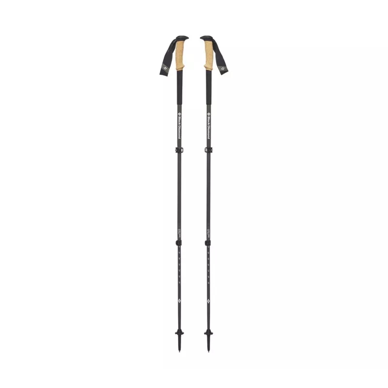 Melns Diamond Alpine Carbon Cork pārgājiena nūja Unisex teleskopiska