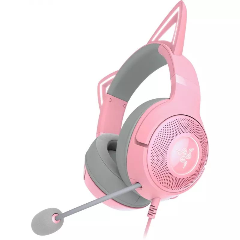Vadu austiņas, kas novietojamas uz auss Razer RZ04-04730200-R3M1 — cirkumaurālas, 1,3 m kabelis, 353 g, rozā