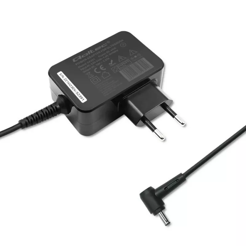 Strāvas adapteris QOLTEC 45W 19V pārnēsājamām ierīcēm — rezerves adapteris 45 W 19 V