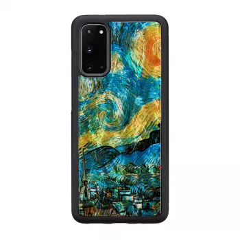 Aizsargājošs tālruņa vāciņš iKins Samsung Galaxy S20 — melns zvaigžņotas nakts dizains