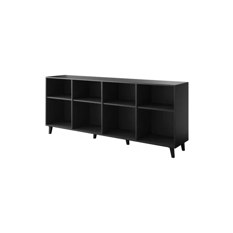 Kumode cama meble FARO KOM200 CZ — 2000×420×820 mm, matēti melns rāmis, ozolkoka frontes