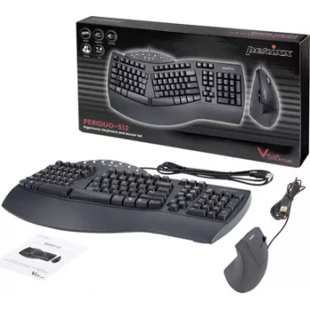 Perixx PERIDUO-512 DE B Vadu tastatūra un pele, ergonomisks QWERTZ melns (12321)