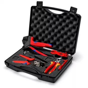 Kabeļu presēšanas knaibles Knipex 97 91 04 V01 pelēks oranžs sarkans 5 gab.