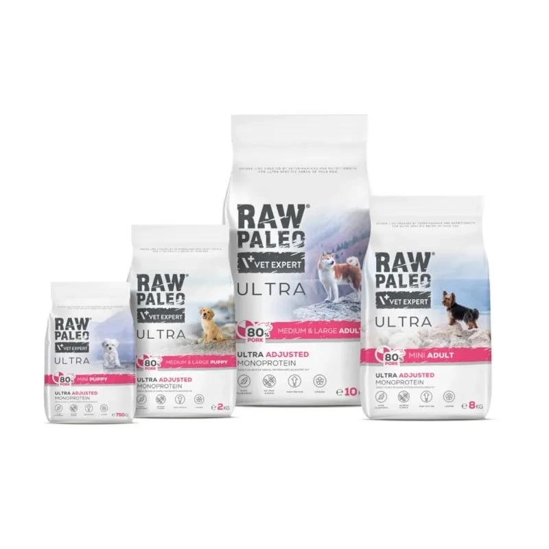 RAW PALEO Ultra Pork Medium & Large Adult - sausā suņu barība - 10kg