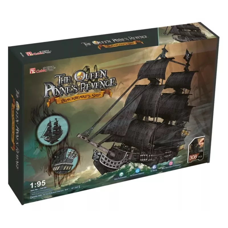 PUZZLE 3D Liels pirātu kuģu komplekts Queen Revenge