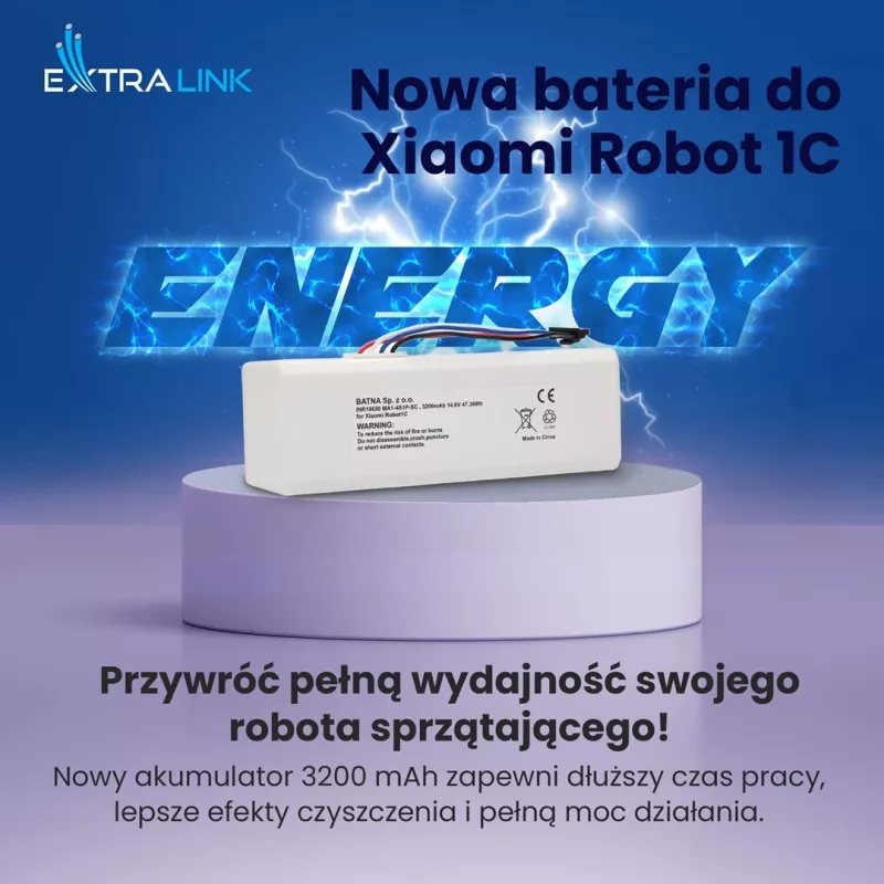 Akumulators Xiaomi Robot 1C P1904-4S1P-MM, 3200mAh, 47.36Wh, STYTJ01ZHM Mijia 1C P1904-4S1P-MM (Dreame MC1808)