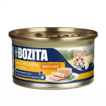 Mitrā kaķu barība BOZITA Mousse Chicken 85 g — pieaugušiem kaķiem, bez graudiem