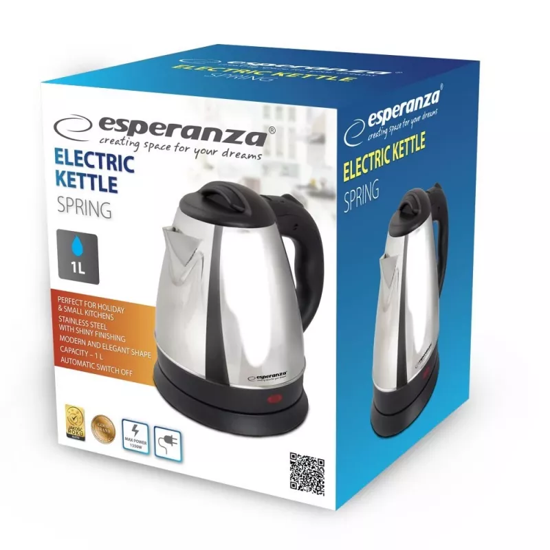 Esperanza EKK116X Elektriskā tējkanna 1 L 1350 W Nerūsējošais tērauds