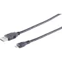 USB kabelis S/CONN 14-11045 3m USB A Micro-USB B Melns