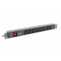 Lanberg PDU-08I-0200-C20-BK Strāvas sadales bloks (PDU) 1U melns 8 maiņstrāvas izejas (PDU-08I-0200-C20-BK)