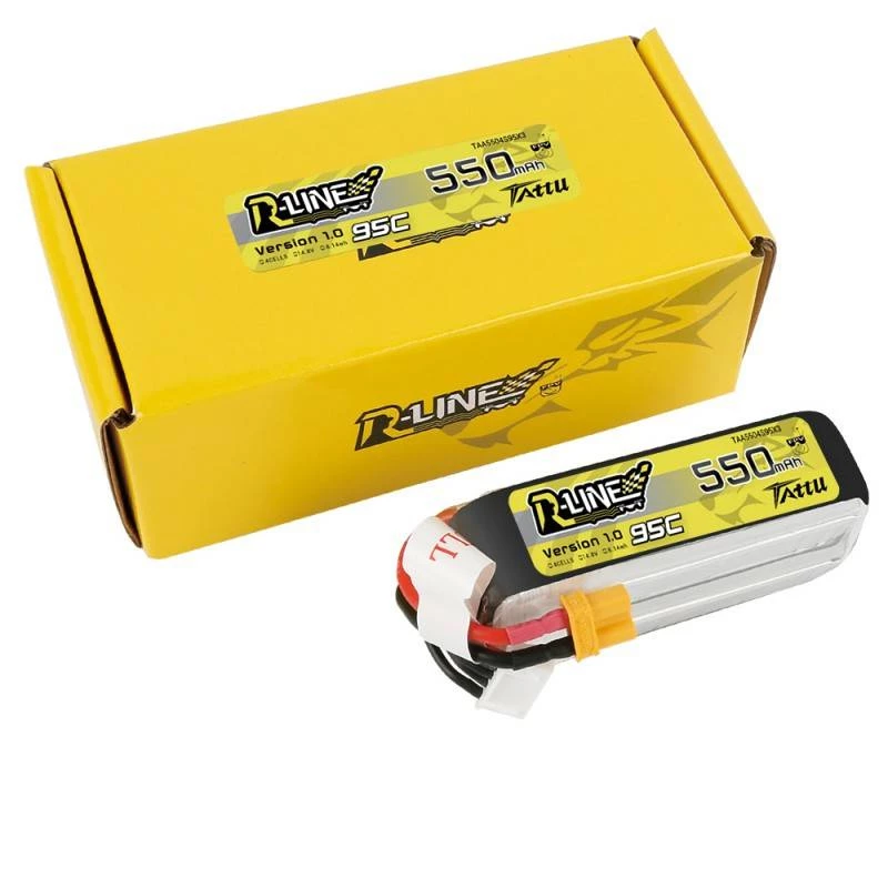 Baterija Tattu R-Line 550mAh 14.8V 95C 4S1P — LiPo komplekts RC modeļiem