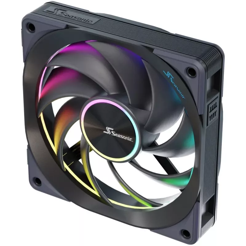 Ventilators Seasonic MagFlow ARGB 12 cm 2000 RPM Melns
