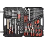 Mehāniķa instrumentu komplekts YATO YT-38901 — 122 detaļu instrumentu komplekts ar ligzdām, sprūdratskrūvgriezi, pagarinājumiem, skrūvgriežiem, āmuru, knaiblēm, hroma apdari