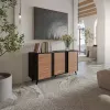 Kumode Cama Meble VOLARE 151 x 39 x 75 cm, melna/valrieksta, skaidu plātne