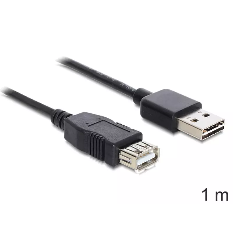 USB kabelis DeLOCK EASY-USB 2.0-A 1m Melns