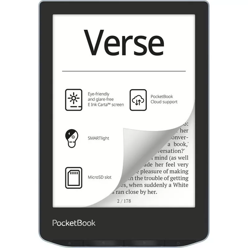 PocketBook Verse - 15,2 cm (6 inch) - E Ink Carta - 758 x 1024 pikseļi - ACSM - AZW - AZW3 - CBR - CBZ - CHM - DOC - DOCX - DjVu - EPUB - EPUB DRM - FB2 - FB2.ZIP - HTM - HTML - MOBI,...