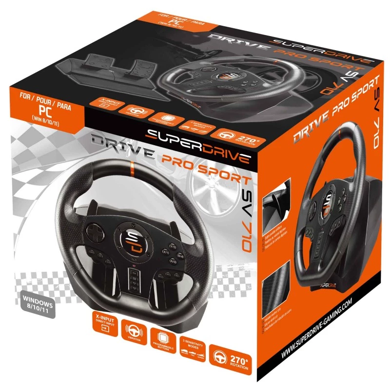 Subsonic SA5595-PC spēļu kontrolieris melns USB stūre + pedāļi