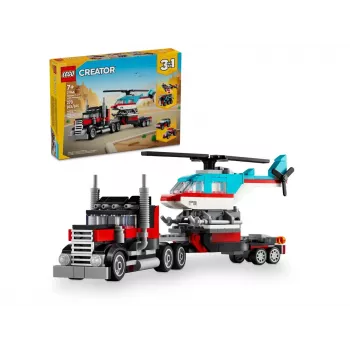 LEGO Creator 2-in-1 komplekts “Flatbed Truck with Helicopter” 31146, pārveidojams būvējums bērniem