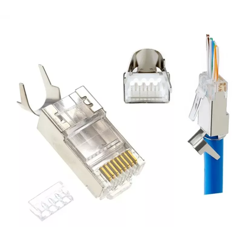 RJ45 savienotāji GEMBIRD CAT7 8P8C apzeltīti 15µ FTP/SFTP, iepakojumā 100 gab.