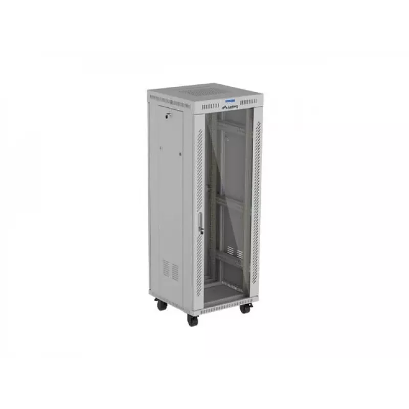LANBERG 19 collu 32U stāvošs statīva skapis 600×600 mm pelēks ar perforētām durvīm un LCD (plakanais iepakojums)