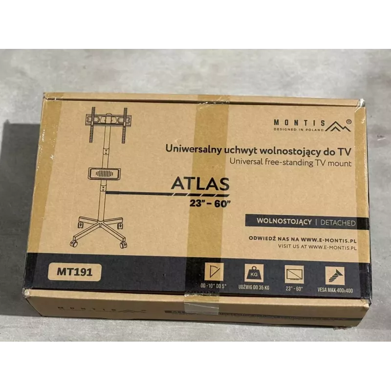 Mobilais TV statīvs MONTIS MT191 ATLAS 26–60 collu ekrāniem, maks. slodze 35 kg, VESA līdz 400x400
