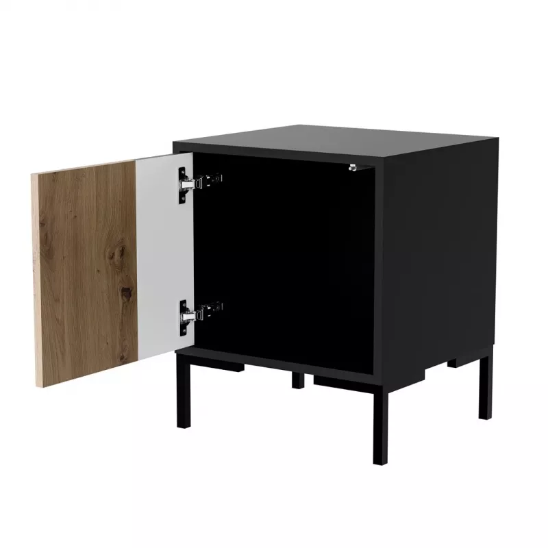 Naktsgaldiņš Cama Meble MERCI 44x40x52,5 cm, melns un ozolkoka, MDF/skaidu plātne, iepakojumā 2 gab.