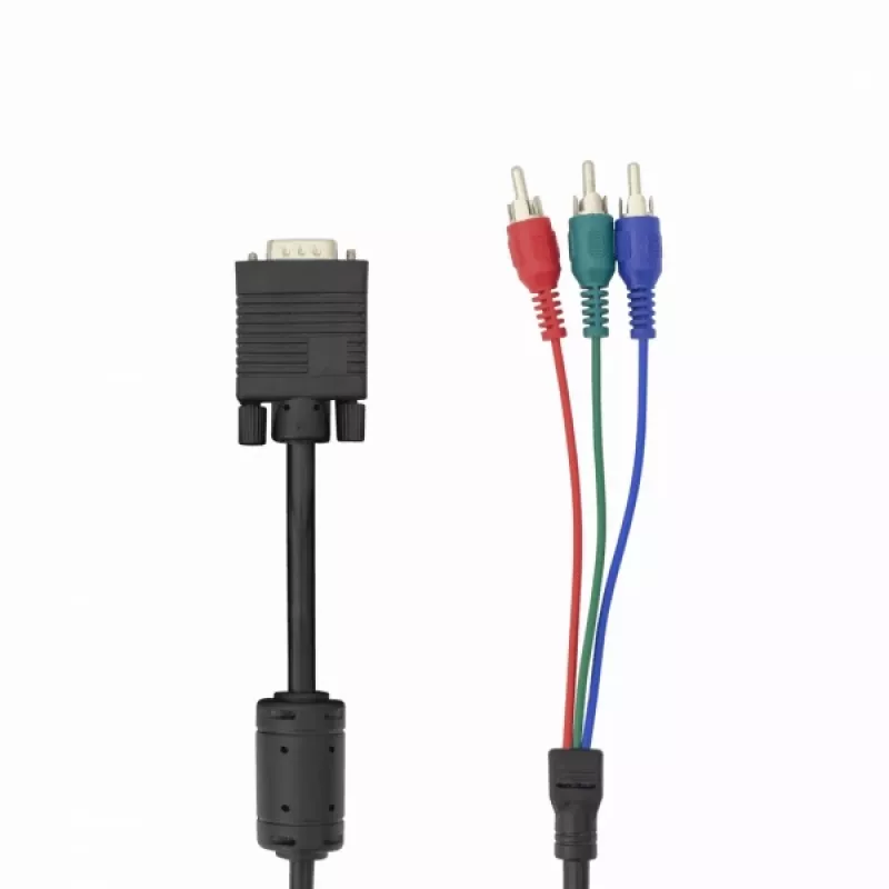 VGA uz 3×RCA kabelis SBOX VGA-1022 M/M 2 m, vīrišķais VGA uz trīs RCA kompozītu, 2 metru garš