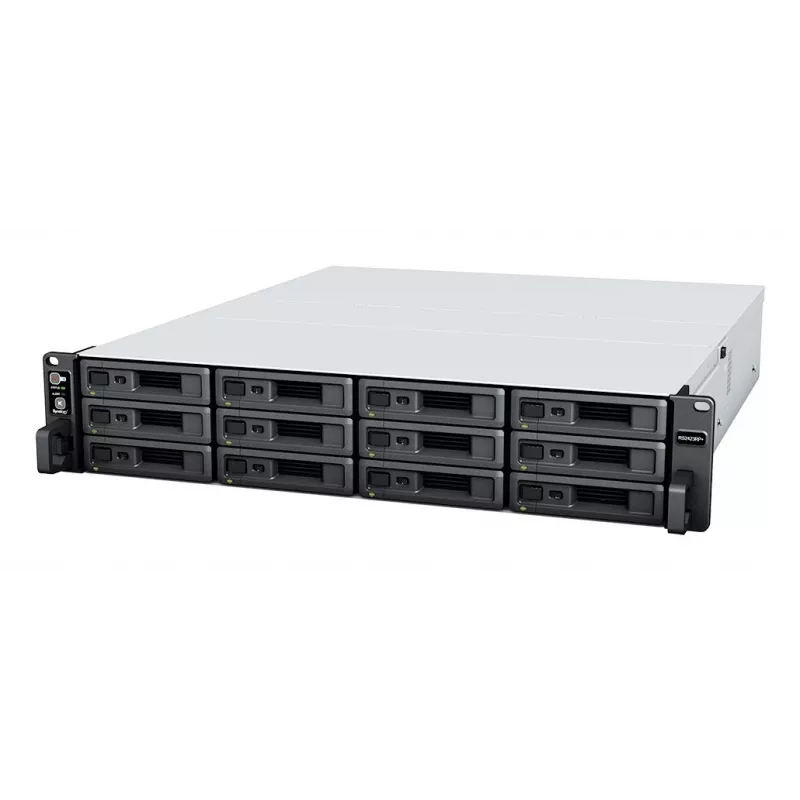 Synology RackStation RS2423+ NAS/glabāšanas serveris Rack (2U) Ryzen Embedded V1780B 8 GB DDR4 0 TB DiskStation Manager Melns, Pelēks