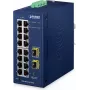 PLANET IP30 rūpnieciskais L2/L4 16 portu pārvaldāmais L2/L4 Gigabit Ethernet (10/100/1000) zils (IGS-4215-16T2S-U)