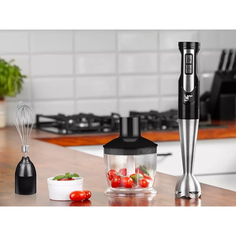 Rokas iegremdējamais blenderis LAFE BRK-003A, 800 W, melns/sudrabains, nerūsējošā tērauda asmens, 0,6 L bļoda, 0,5 L krūze